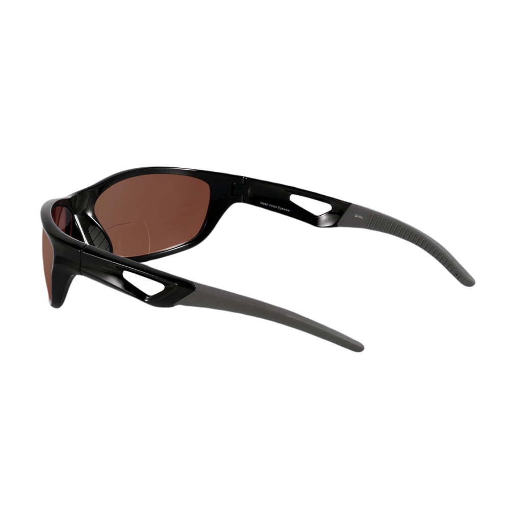 "The Competitor" Lightweight Precision Sport Wrap Polarized Bifocal Sunglasses Featuring High Definition Lenses - 2 Pair HD Amber - 1.50