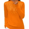 thumbnail image 2 of Orange Womens Fall Tops Women's Semi Turtleneck Sweater Long Sleeve Sequins Pullover with A Base Shirt Autumn and Winter Warm Sweaters for Women, 2 of 4
