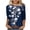 #213-Navy, variant on Craaazy Women's Vintage Floral Print 3/4 Length Sleeve Crewneck Spring T-shirts Gifts