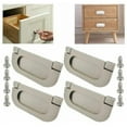 thumbnail image 1 of 4 tiradores invisibles de acero inoxidable plateados, accesorios para armarios, cajones y armarios, con tornillos (75 mm), tiradores para puertas de armarios de cocina, placa, 1 of 5