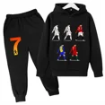 thumbnail image 3 of Conjunto de sudadera y pantalones deportivos para niños, conjunto de 2 piezas para niños y niñas, ropa para niños con estampado de avatar de Ronaldo, 3 of 5