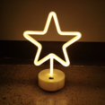thumbnail image 2 of Lámpara LED de neón con forma de estrella, color blanco cálido, con Base, funciona con pilas, alimentada por USB, luces de decoración navideña para el hogar, 2 of 5