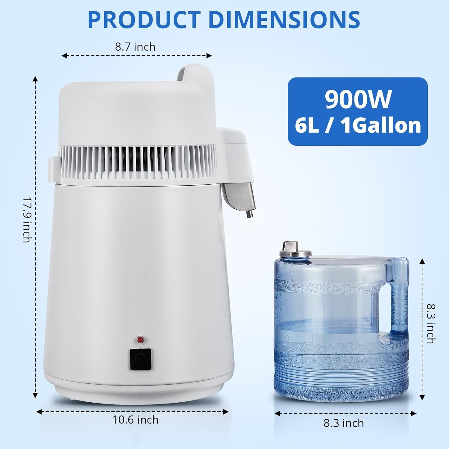 LIZHOUMIL Countertop Water Distiller 4L/6L, 750W-900W Stainless Steel, Plastic/Glass Jug