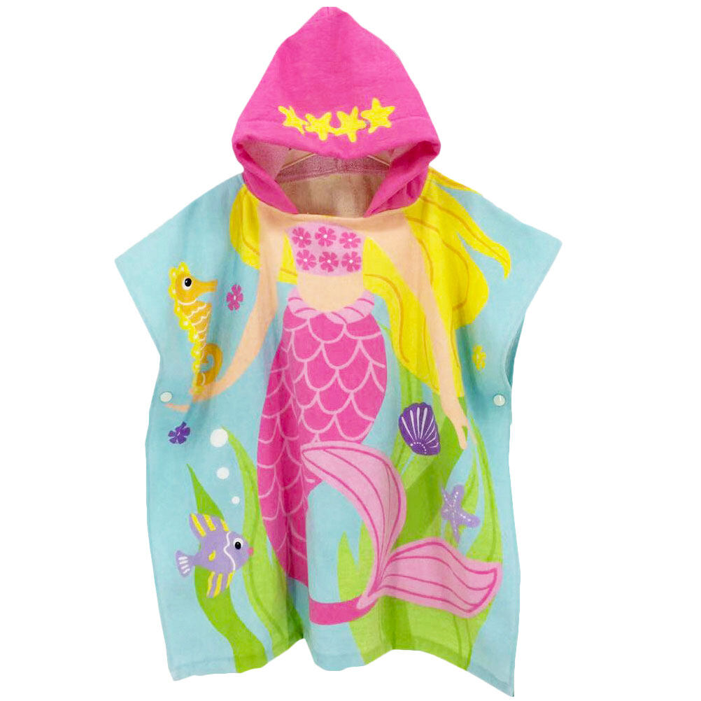 Hemoton 1pc Mermaid Printing Cloak Wearable Beach Clothes Cartoon Bath