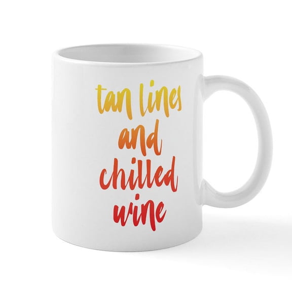 CafePress - Tan Lines And Chilled Wine - 11 oz Ceramic Mug - Novelty Coffee Tea Cup