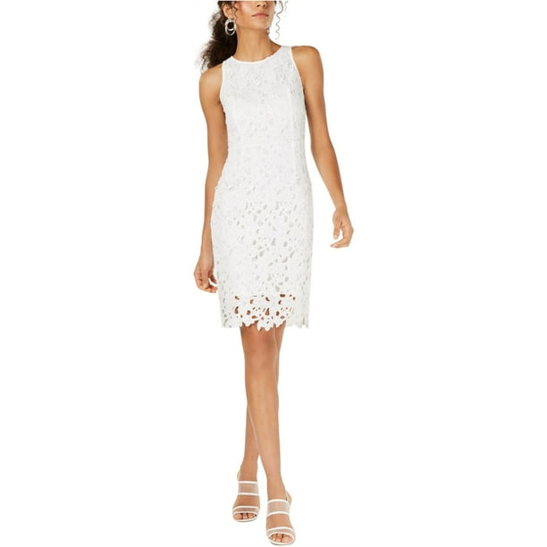 bar III Womens Sleeveless Lace Sheath Dress White 6