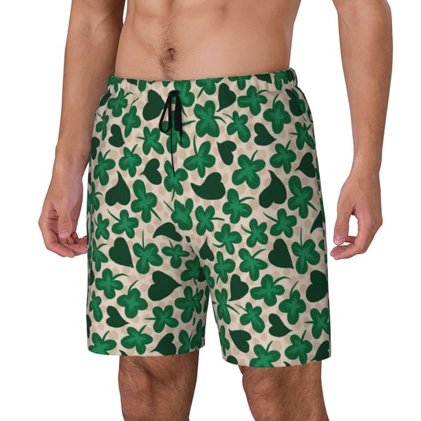 Balery Happy St. Patrick's Day Bañador para hombre, shorts de playa de secado rápido con entrepierna y forro de compresión-X-Large
