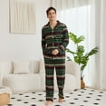 thumbnail image 2 of Vulcanodon Mens Fleece Pajama Set, Ultra Soft Warm Long Sleeve Prints Sleepwear Cozy Button Down Pjs for Men(RED-GREEN RHOMBUS, XL), 2 of 4