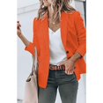 thumbnail image 4 of Ladies Workoffice Blazer Mid Length Leisure Outwear Solid Color Fitted Suit Lapel Notched Elegant Cardigan Button Down Fashion Jacket Single Breasted Blouse, 4 of 7