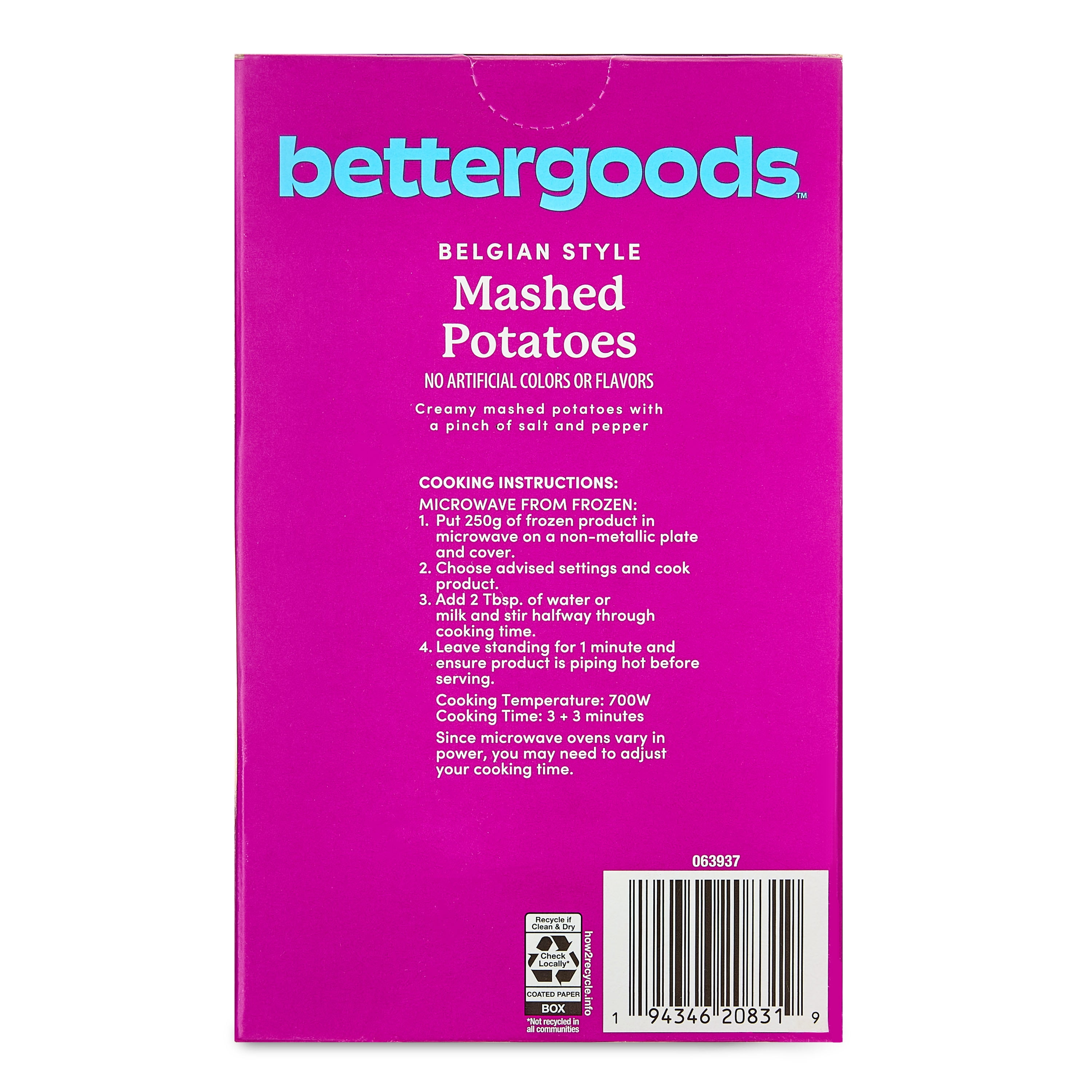 bettergoods Belgian Style Mashed Potatoes, 21.2 oz (Frozen)