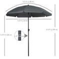 thumbnail image 3 of Outsunny 6ft Outdoor Beach Umbrella w/ Tiltable UV50+ Canopy, Dark Grey, 3 of 10