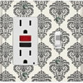 thumbnail image 1 of Metal Light Switch Plate Outlet Cover (Damask Black Tan Pattern - Single Rocker Single Toggle), 1 of 2