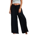 thumbnail image 1 of Women Pants Drawstring Wide Leg Elastic Waist Trousers, 1 of 3