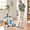 4 mop pads, variant on Flat mop and bucket cleaning system with 3 mop pads for home floor care