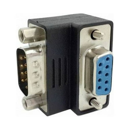 JSER D-Sub RS232 9Pin DB9P Male to Female Down Angled 90 Degree Extension Adapter