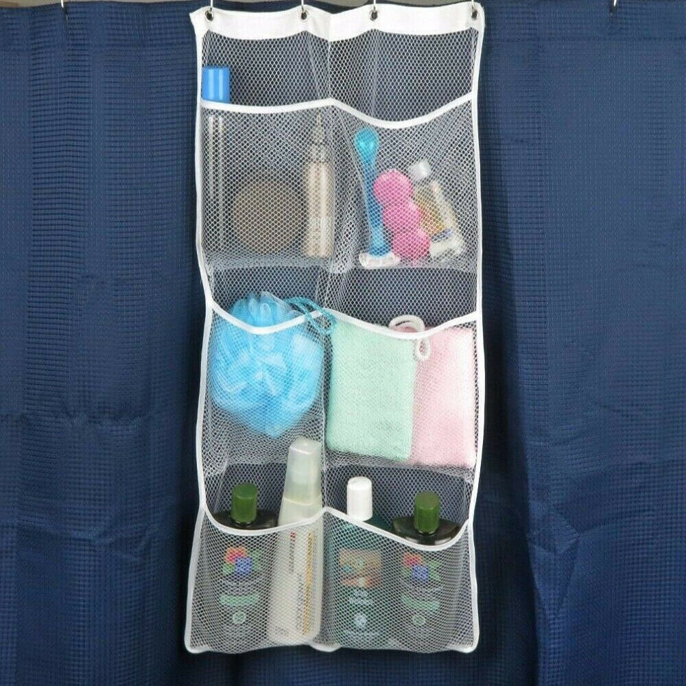 MODANU 1 Pcs Hanging Mesh Shower Caddy, Quick Dry Hanging Mesh Bath  Organizer with 6 Pockets, White 