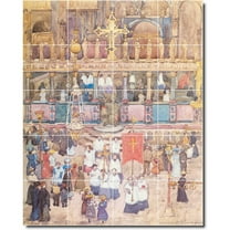 Ceramic Tile Mural-Maurice Prendergast City Wall Tile Mural 18. 17" w x 21.25" h using (20) 4.25 x 4.25 ceramic tiles