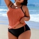 thumbnail image 1 of TaTaai Plus Size Loose Split Swimsuit, Women's Solid Color Padded No Steel Support Swimwear, Elastic Design, Ideal for Summer Beach Pool Vacation Wear Gift, 1 of 5