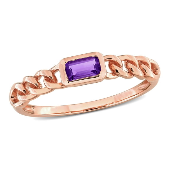 Everly Women's 1/3ct TGW African Amethyst 14k Rose Gold Link Ring