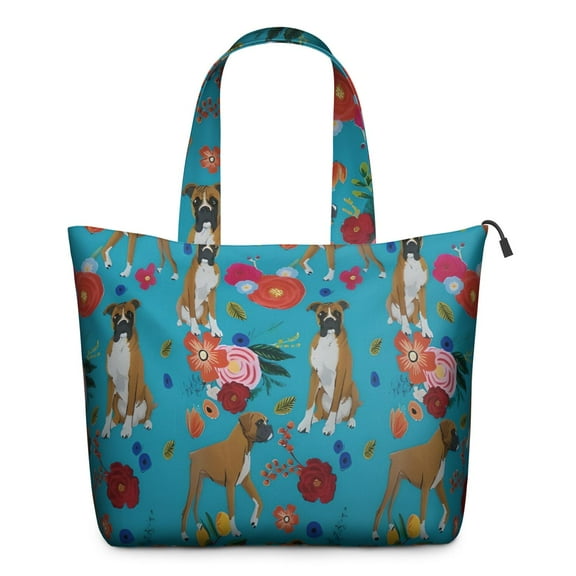 Dogs with Pioneer Flower Travel Tote Bags for Women Carry On,Large Weekender Bags for Women Travel,Multi Functional Duffle Bag for Work,Shopping,Sports