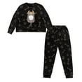 thumbnail image 3 of Tutolipy Cat Printed Drawstring Pajamas for Women Cozy Sleepwear Pjs Set Crewneck Loungewear Long Sleeve Tops Jogger Pants Pajama Sets, L, 3 of 7