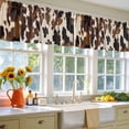 thumbnail image 6 of Brown Cowhide Spots Window Valance, Cream White Background 2 Pack Decorative Curtain for Small Windows, Light Filtering Valance with 3” Rod Pocket, 42"W x 18"L, 6 of 9