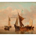 thumbnail image 2 of Willem van de Velde the Younger 13x12 Gold Ornate Wood Frame and Double Matted Museum Art Print Titled - Quiet Lake, 2 of 4
