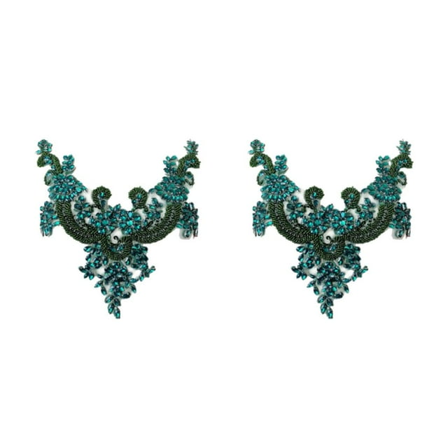 kurtrusly Beauté de Robe de Mariée avec Coudre sur Perles Garniture Patchs Faits avec Acrylique Large Application Polyvalent Blanc 2Set