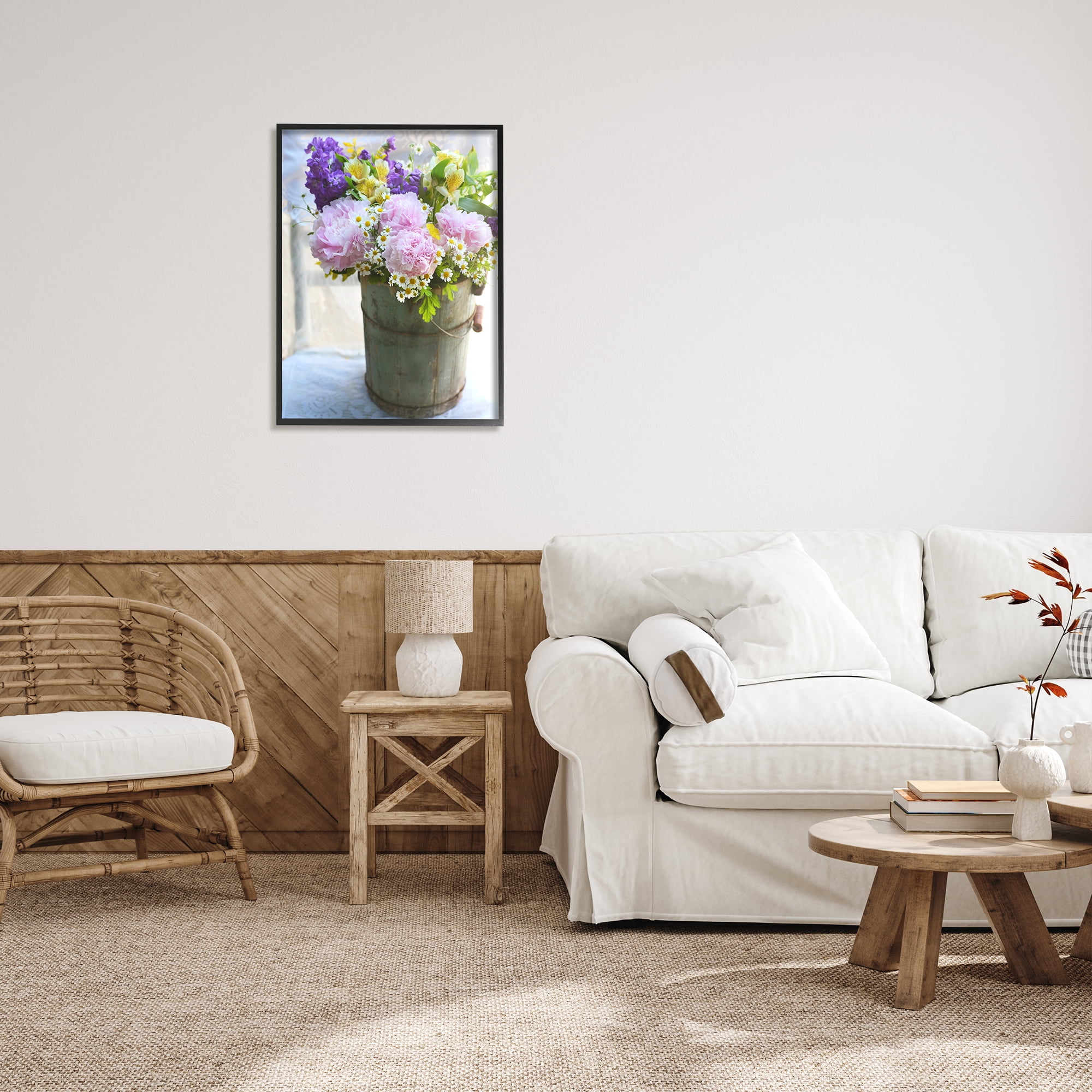 Stupell Industries Flowers in Country Tin Botanical & Floral Photography Black Framed Art Print Wall Art, 24 x 30