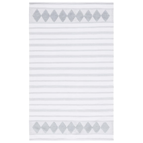 SAFAVIEH Montauk Foliage Striped Cotton Area Rug, Aqua/Ivory, 4' x 6'