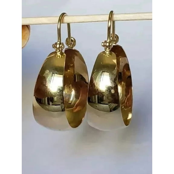 Bluebell Jewels Round Plain Wide Hoop Earrings Gift For Her in 14K Yellow Gold Plated 925 Silver