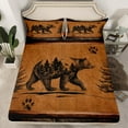 thumbnail image 2 of jejeloiu Wild Animal Bear Twin Sheet Sets,Jungle Wildlife Twin Fitted Sheet,Rustic Pine Tree Flat Sheet For Men Women,Ultra Soft Home Decor,3 Pieces, 2 of 7