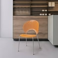 thumbnail image 3 of LeisureMod Opulent Mid-Century Modern Plastic Dining Chair in Chrome Metal Legs Armless Dining Side Chair for Kitchen and Dining Room Set of 2, Amber, 3 of 8