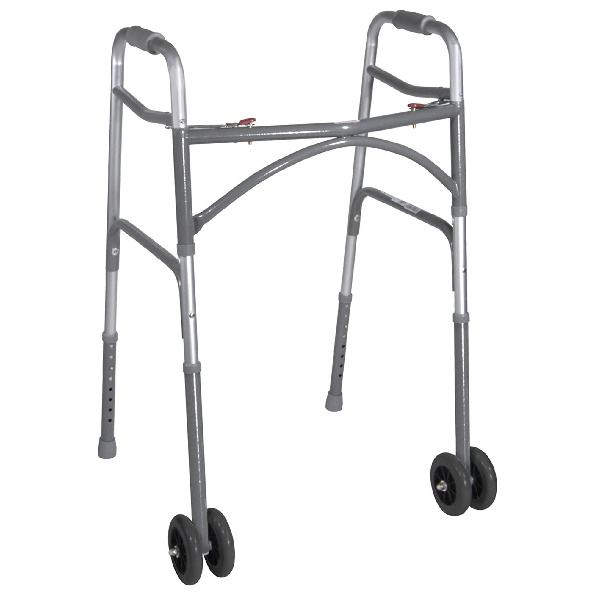 drive Steel Silver Bariatric Dual Release Folding Walker with Wheels Adjustable Height up to 500 lbs 32 to 39" H