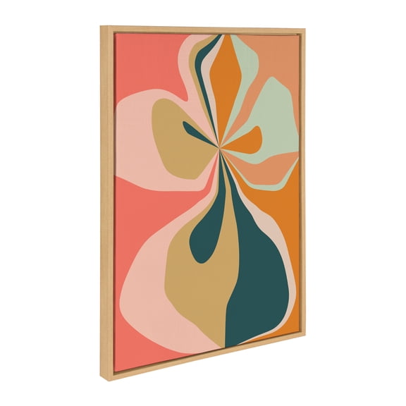 Kate and Laurel Sylvie Morning Hibiscus Framed Canvas Wall Art by Alicia Bock, 23x33 Natural, Colorful Plant Illustration Art for Wall