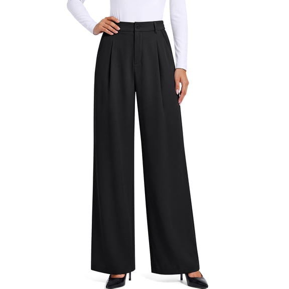 Sundazz Women's Dress Pants Wide Leg Work Pants High Waisted Business Casual Trousers with Pockets