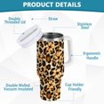 thumbnail image 2 of Yayeee 40oz Stainless Steel Tumbler with Straw and Handle Double-Wall Insulated Travel Water Bottle, Brown Floral Leopard Pattern, 2 of 8