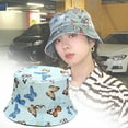 thumbnail image 2 of dianhelloya  Butterfly Print Fisherman Hat Summer Cotton Double-sided Outdoor Bucket Sun Cap Bucket Hat Reversible, 2 of 2