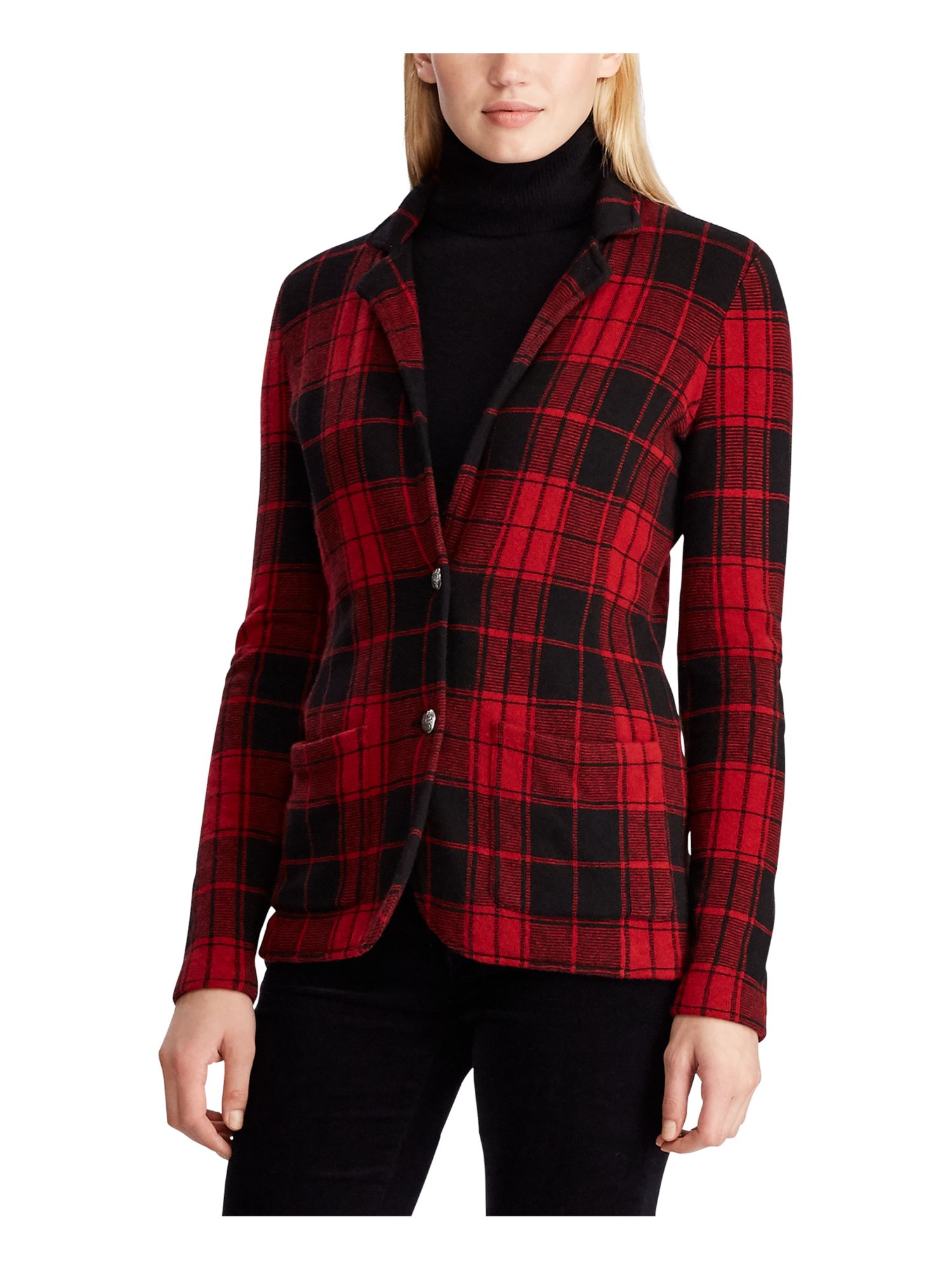 Ralph Lauren - RALPH LAUREN Womens Red Plaid Wear To Work Jacket Size