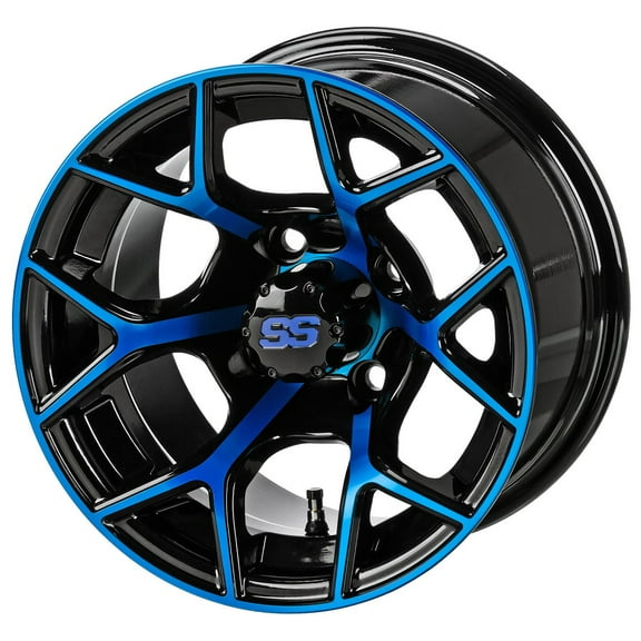 LSI Ninja 14x7 Golf Cart Wheel - Black/Blue 3 4 [14164]