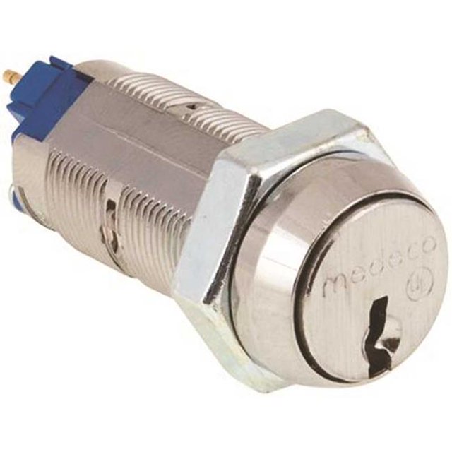 Medeco 65-2150T-021-KD-W-2-KEYS Serrure à Interrupteur Momentané Haute Séc. avec Passage de Clé Commercial