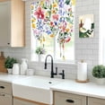 thumbnail image 6 of Spring Floral Tie Up Curtain 63 Inches Long, Gradient Blue Pink Yellow Flower Romantic Farmhouse Balloon Style Kitchen Window Curtain Over Sink, Small Window Rod Pocket Curtain 52"x63", 6 of 9