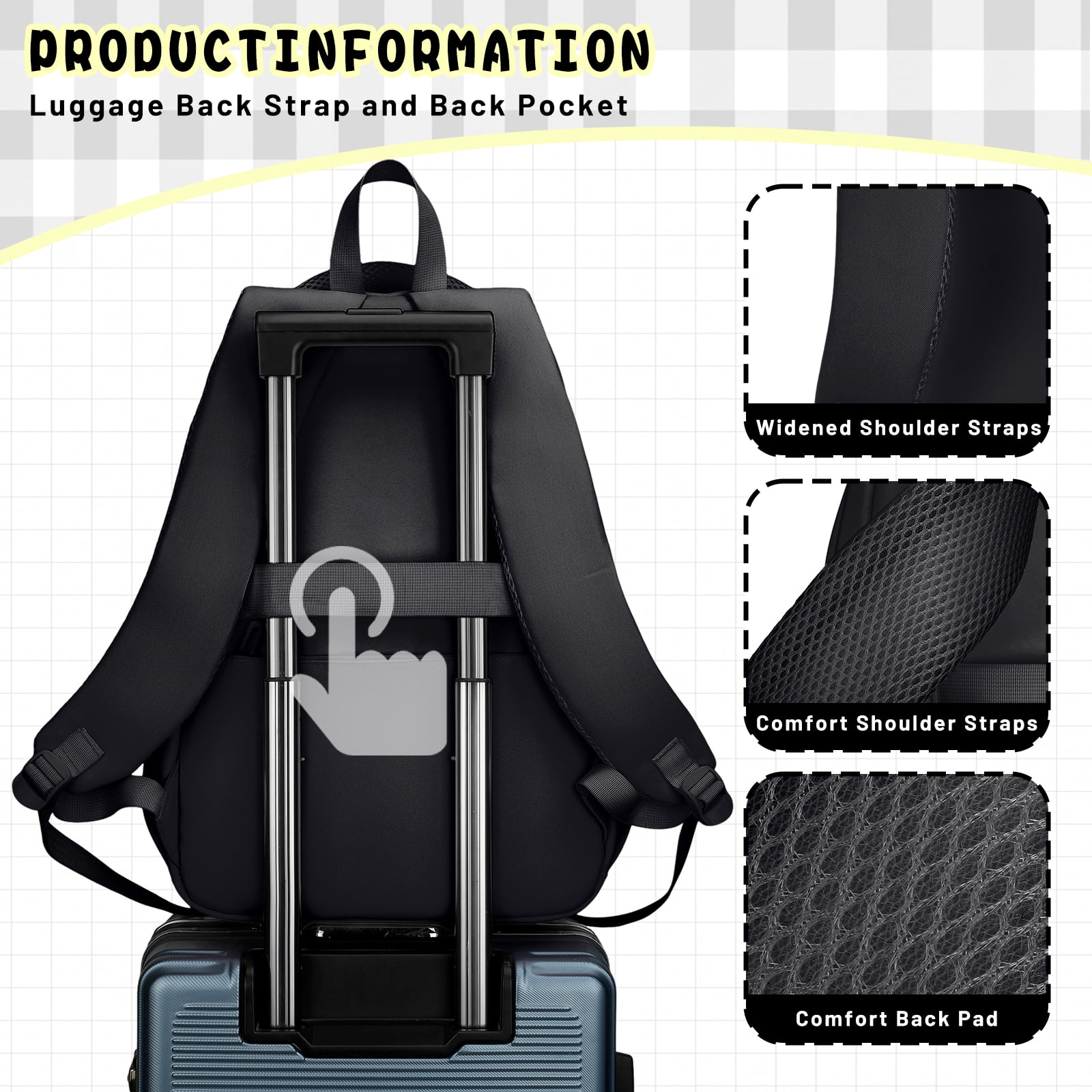 DAKIMOE School Backpack for College High Middle School Fashion Student Bag Cute Aesthetic Teen Bookbag for Teens Women Kids Girls Black