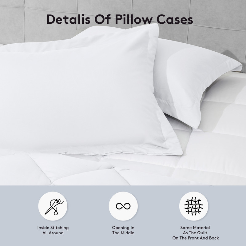 JUSTLET 3 Pieces Queen Comforter Set, Bed in a Bag, Machine Washable Bedding Set, White