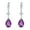 Purple, variant on 925 Sterling Silver Lucky Four Leaf Clover 5A Pear Shape Cubic Zirconia Women Dangle Earrings