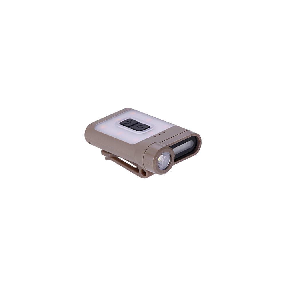 Claymore Capon 65A+ (Tan) - LED Rechargeable Clip-On Cap Headlamp, Lightweight Hat Light for Camping, Running, Hiking, Emergency & Industrial Use, Waterproof, USB-C, Up to 19 Hours of Battery Life.