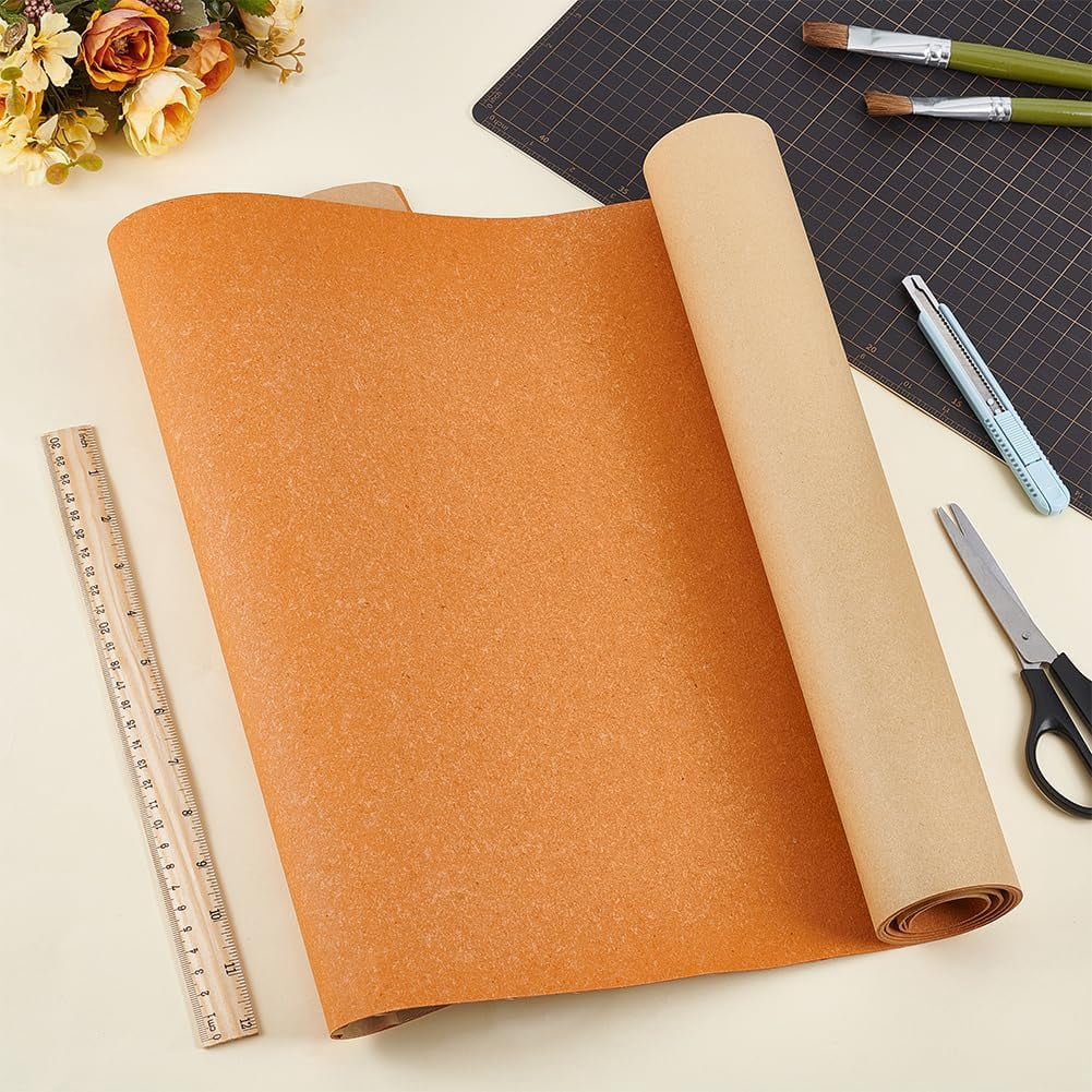 1.64 Yards Leather Bag Liner Self-Adhesive Leather Stiffener Roll Craft Supplies for Bag Handmaking Bonded Sheet for Handbag Reinforcement Dark Orange 1mm Thick diy Dark Orange