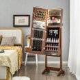 thumbnail image 4 of Costway LED Mirror Jewelry Cabinet Organizer Armoire Standing with Built-in 3 Color Light, 4 of 10