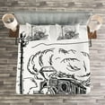 thumbnail image 3 of Ambesonne Steam Engine Quilted Bedspread Set 3 Pcs, Railroad Drawing, King Size, White Black, 3 of 3