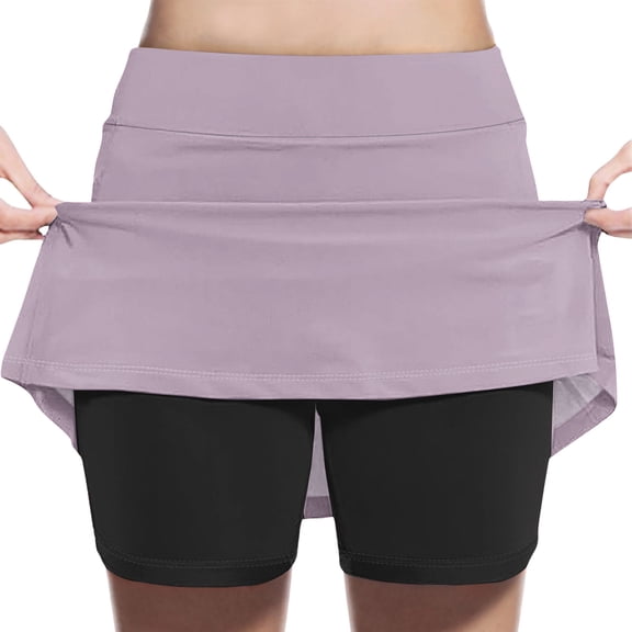 HOMADLES Girls Athletic Skort With Shorts Girls Tennis Skirt A-Line Sports Skirts, Purple 12 T